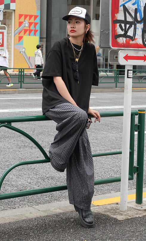 チェックボリュームラフパンツ